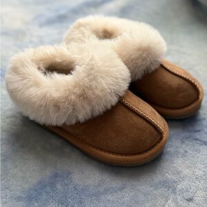 Cat & Jack Brown Moccasins with Cream Fur